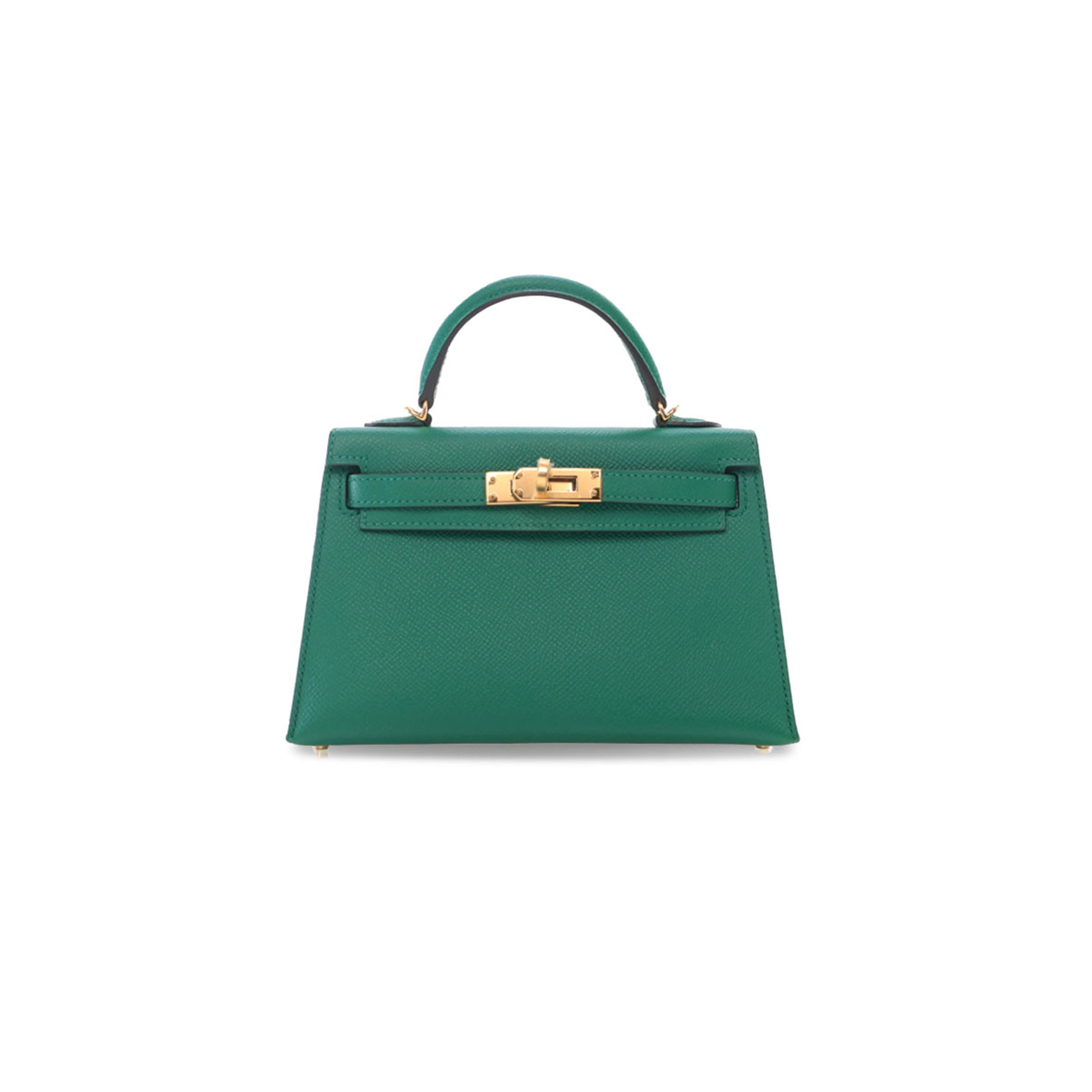 HERMÈS MINI KELLY II EPSOM MALACHITE GREEN GOLD BUCKLE (19*12*5.5cm) 